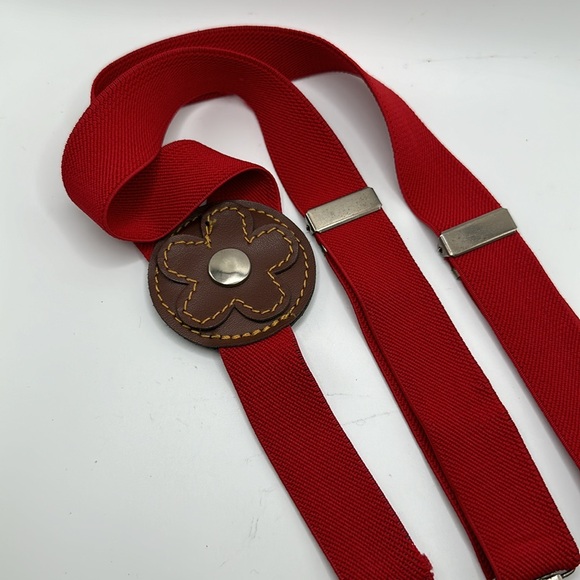 Red elastic little girls suspenders - Picture 2 of 3